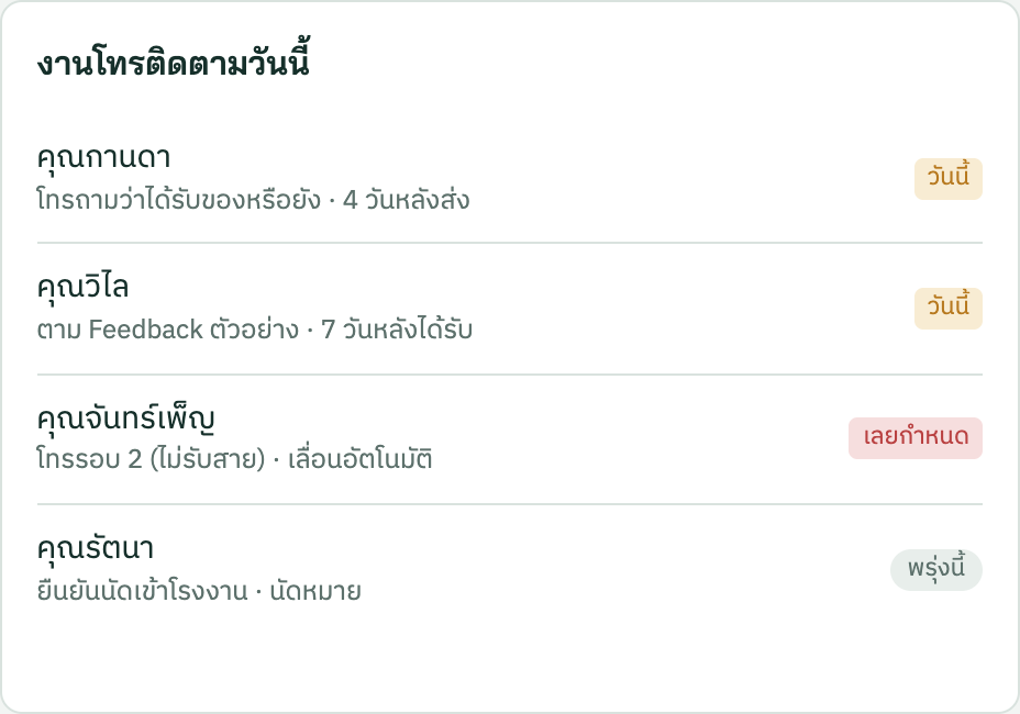 รายการโทรประจำวัน